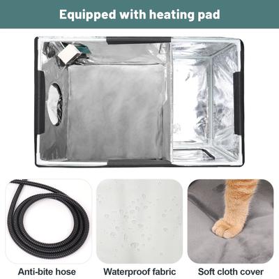 Show full view: Furventi Elevated Waterproof Multi-Exits Polyester Outdoor Heated Cat Shelter, Green, Large slide 7 of 8