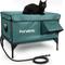 Show in main carousel: Furventi Elevated Waterproof Multi-Exits Polyester Outdoor Heated Cat Shelter, Green, Large slide 1 of 8