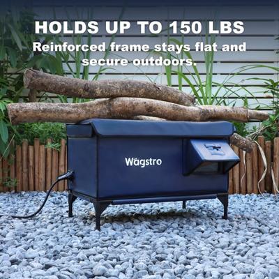 Show full view: Wagstro Premium Eco-Friendly, Heavy-Duty, Elevated Weatherproof Polyester Outdoor Heated Cat Shelter, Green, Large slide 8 of 9