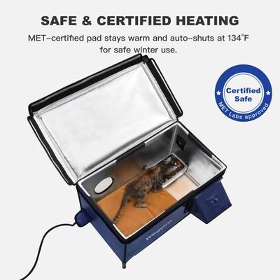 Show full view: Wagstro Premium Eco-Friendly, Heavy-Duty, Elevated Weatherproof Polyester Outdoor Heated Cat Shelter, Green, Large slide 4 of 9