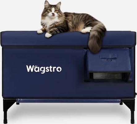 Show full view: Wagstro Premium Eco-Friendly, Heavy-Duty, Elevated Weatherproof Polyester Outdoor Heated Cat Shelter, Green, Large slide 2 of 9