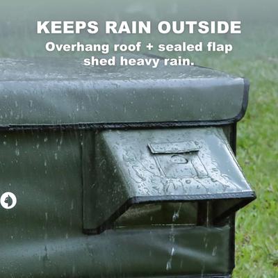 Show full view: Wagstro Premium Eco-Friendly, Heavy-Duty, Elevated Weatherproof Polyester Outdoor Heated Cat Shelter with Escape Door, Green, Large slide 9 of 9