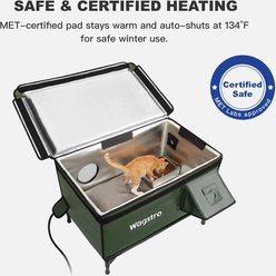 Wagstro Premium Eco-Friendly, Heavy-Duty, Elevated Weatherproof Polyester Outdoor Heated Cat Shelter with Escape Door, Green, Large slide 2 of 9