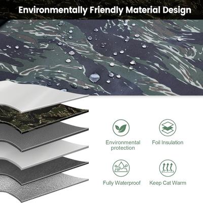 Show full view: Furventi Elevated Triangular Roof Waterproof Eaves Polyester Outdoor Heated Cat House, Brown, Large slide 4 of 9