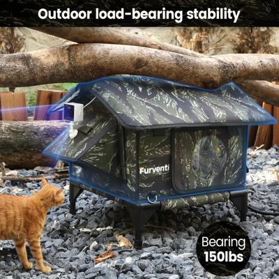 Show full view: Furventi Weatherproof Insulated Heavy Duty Polyester Outdoor Heated Cat House, Brown, Small slide 5 of 9