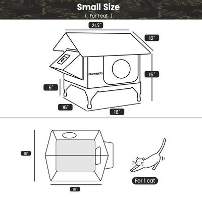 Show full view: Furventi Weatherproof Insulated Heavy Duty Polyester Outdoor Heated Cat House, Brown, Small slide 2 of 9