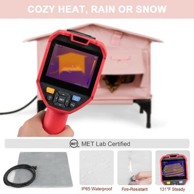 Show full view: Clawsable WarmPaws Polyester Outdoor Heated Cat Shelter with Feeding Bowl, Medium, Pink slide 4 of 10