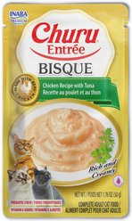 Inaba Churu Entrée Chicken Recipe with Tuna Bisque Grain-Free, High Moisture, Prebiotic Bits-in-Broth Wet Cat Food, 1.76-oz pouch, 48 count