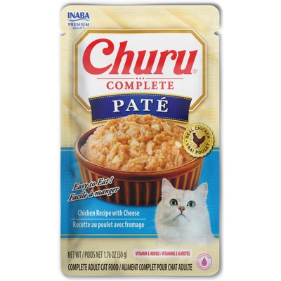 Inaba Inaba Churu Complete Chicken Recipe with Cheese Grain-Free, High Moisture Pate Wet Cat Food, 1.76-oz pouch, 12 count