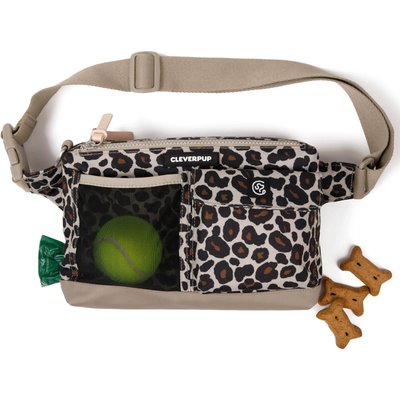 Cleverpup Cleverpup Dog Walk & Train Sling Bag with Poop Bag Dispenser & Treat Pocket, Leopard
