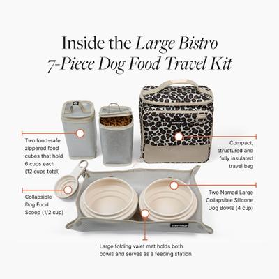 Show full view: Cleverpup Bistro Box 7-Piece Dog Food Travel Kit, Leopard, Large: 12-cup slide 5 of 9