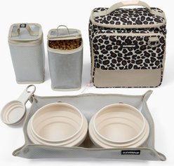 Cleverpup Bistro Box 7-Piece Dog Food Travel Kit, Leopard, Large: 12-cup