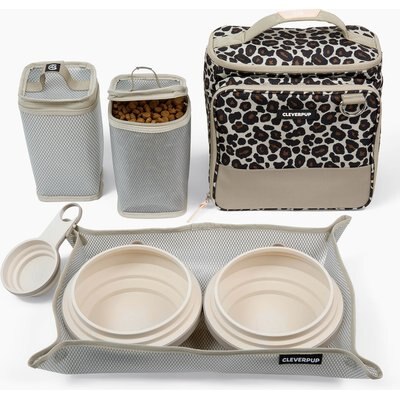 Cleverpup Cleverpup Bistro Box 7-Piece Dog Food Travel Kit, Leopard, Large: 12-cup