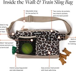 Cleverpup Dog Walk & Train Sling Bag with Poop Bag Dispenser & Treat Pocket, Leopard slide 2 of 6