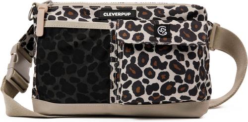 Show full view: Cleverpup Dog Walk & Train Sling Bag with Poop Bag Dispenser & Treat Pocket, Leopard slide 2 of 9
