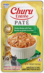 Inaba Churu Entrée Chicken Recipe with Tuna Grain-Free, High Moisture, Prebiotic Pate Wet Cat Food, 1.76-oz pouch, 48 count