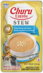 Inaba Churu Entrée Chicken Recipe with Cheese Grain-Free, High Moisture, Prebiotic Stew Wet Cat Food, 1.76-oz pouch, 48 count