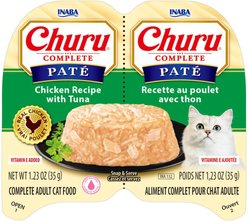 Inaba Churu Complete Chicken Recipe with Tuna Grain-Free, High Moisture Pate Wet Cat Food, 2.46-oz twin cup, case of 8
