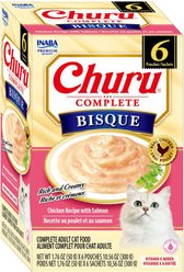Inaba Churu Complete Chicken Recipe with Salmon Bisque Grain-Free, High Moisture Bits-in-Broth Wet Cat Food, 1.76-oz pouch, 6 count