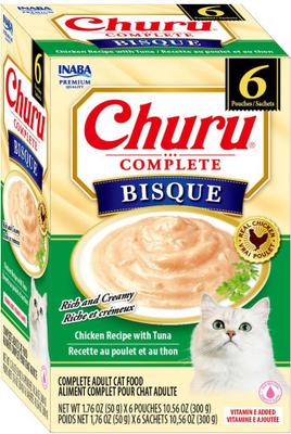 Inaba Churu Complete Chicken Recipe with Tuna Bisque Grain-Free, High Moisture Bits-in-Broth Wet Cat Food, 1.76-oz pouch