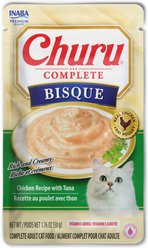 Inaba Churu Complete Chicken Recipe with Tuna Bisque Grain-Free, High Moisture Bits-in-Broth Wet Cat Food, 1.76-oz pouch, 12 count