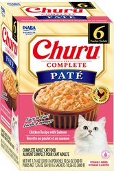 Inaba Churu Complete Chicken Recipe with Salmon Grain-Free, High Moisture Pate Wet Cat Food, 1.76-oz pouch, 6 count