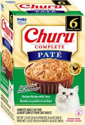 Inaba Churu Complete Chicken Recipe with Tuna Grain-Free, High Moisture Pate Wet Cat Food, 1.76-oz pouch, 6 count