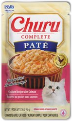 Inaba Churu Complete Chicken Recipe with Salmon Grain-Free, High Moisture Pate Wet Cat Food, 1.76-oz pouch, 12 count