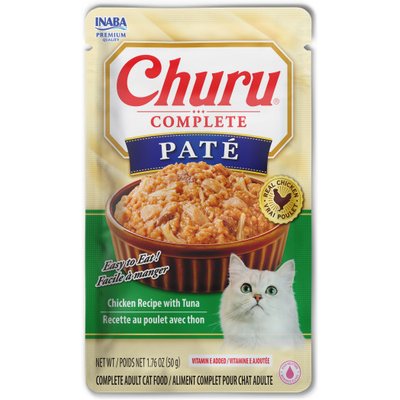 Inaba Inaba Churu Complete Chicken Recipe with Tuna Grain-Free, High Moisture Pate Wet Cat Food, 1.76-oz pouch, 12 count