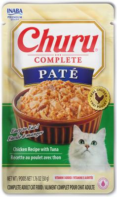 Inaba Churu Complete Chicken Recipe with Tuna Grain-Free, High Moisture Pate Wet Cat Food, 1.76-oz pouch