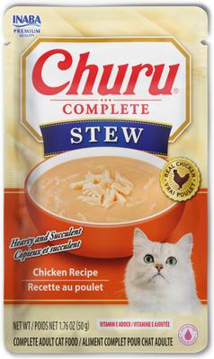 Inaba Churu Complete Chicken Recipe Grain-Free, High Moisture Stew Wet Cat Food, 1.76-oz pouch