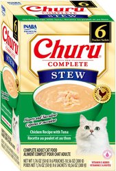 Inaba Churu Complete Chicken Recipe with Tuna Grain-Free, High Moisture Stew Wet Cat Food, 1.76-oz pouch, 6 count