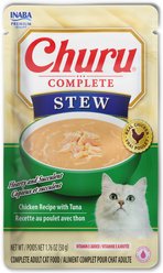 Inaba Churu Complete Chicken Recipe with Tuna Grain-Free, High Moisture Stew Wet Cat Food, 1.76-oz pouch, 12 count
