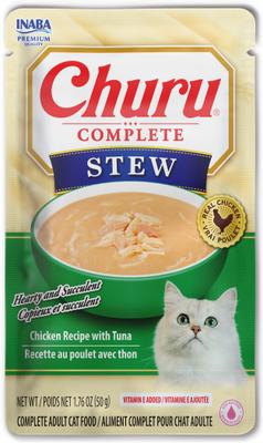 Inaba Churu Complete Chicken Recipe with Tuna Grain-Free, High Moisture Stew Wet Cat Food, 1.76-oz pouch