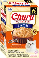 Inaba Churu Complete Chicken Recipe Grain-Free, High Moisture Pate Wet Cat Food, 1.76-oz pouch, 6 count