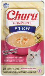 Inaba Churu Complete Chicken Recipe with Salmon Grain-Free, High Moisture Stew Wet Cat Food, 1.76-oz pouch, 12 count
