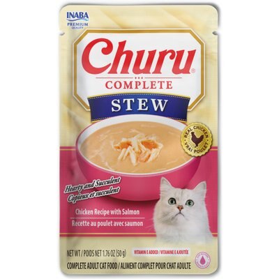Inaba Inaba Churu Complete Chicken Recipe with Salmon Grain-Free, High Moisture Stew Wet Cat Food, 1.76-oz pouch, 12 count