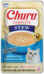 Inaba Churu Complete Chicken Recipe with Cheese Grain-Free, High Moisture Stew Wet Cat Food, 1.76-oz pouch, 12 count
