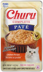 Inaba Churu Complete Chicken Recipe Grain-Free, High Moisture Pate Wet Cat Food, 1.76-oz pouch, 12 count