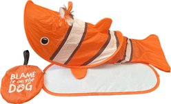 Kensie Clownfish Collapsible Interactive Play Cat Tunnel with Crinkle Tail, Feather Spout & Travel Bag, Orange, 38-in