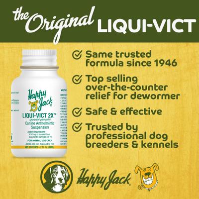 Show full view: Happy Jack Liqui-Vict 2X Liquid Dog Dewormer, 2-fl oz bottle slide 4 of 9