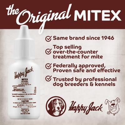 Show full view: Happy Jack Mitex Ear Mite Treatment for Dogs & Cats, 0.5-fl oz bottle slide 5 of 9