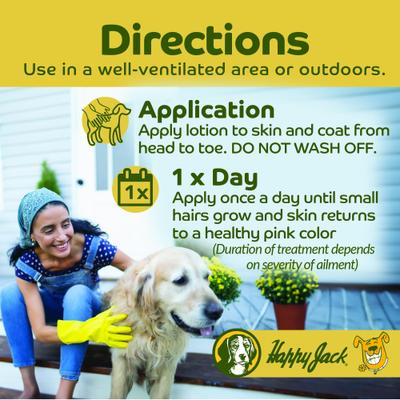 Show full view: Happy Jack Mange Medicine & Treatment Liquid for Dogs & Horses, 8-fl oz bottle slide 4 of 10