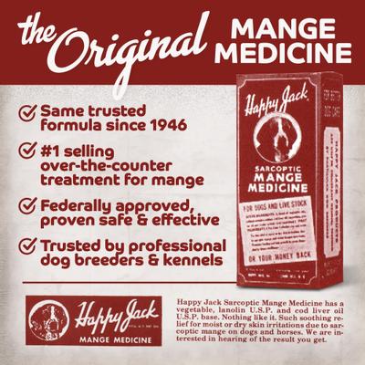 Show full view: Happy Jack Mange Medicine & Treatment Liquid for Dogs & Horses, 8-fl oz bottle slide 7 of 10