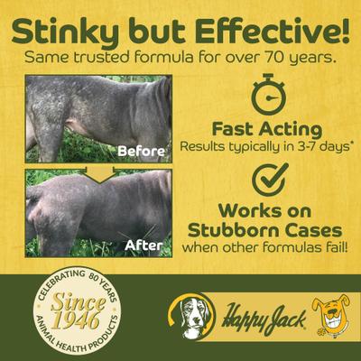 Show full view: Happy Jack Mange Medicine & Treatment Liquid for Dogs & Horses, 8-fl oz bottle slide 3 of 10