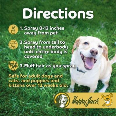 Show full view: Happy Jack DD-33 Flea & Tick Treatment & Control Spray for Dogs & Cats, 16-fl oz bottle slide 3 of 7
