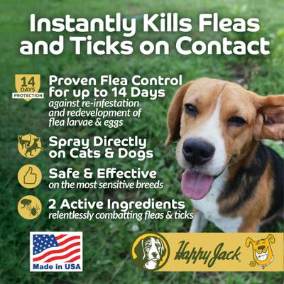 Show full view: Happy Jack DD-33 Flea & Tick Treatment & Control Spray for Dogs & Cats, 16-fl oz bottle slide 2 of 7