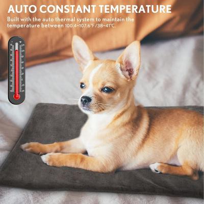 Show full view: PetNF Automatic Temperature Control Soft Electric Blanket Dog & Cat Heating Pad with Anti Bite Tube & Washable Cloth Cover, 19.6 x 11.8-in, Grey slide 2 of 7