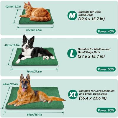 Show full view: PetNF Outdoor Soft Electric Dog & Cat Heating Pad with Waterproof Cover, Green, 27.5 x 15.7-in slide 6 of 8