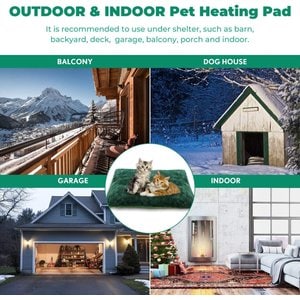 PetNF Outdoor Soft Electric Dog & Cat Heating Pad with Waterproof Cover, Green, 19.6 x 15.7-in